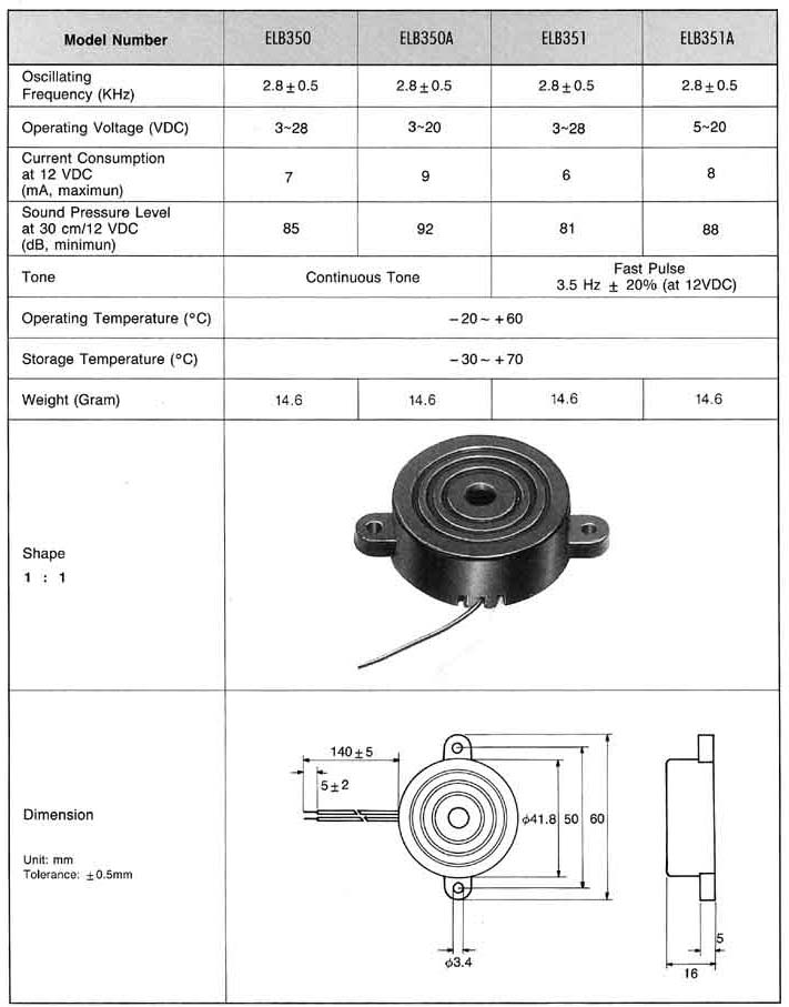 Elproma Electronica Buzzers, Piezo Buzzers Flange Mounting Type, Zoemers and Speakers