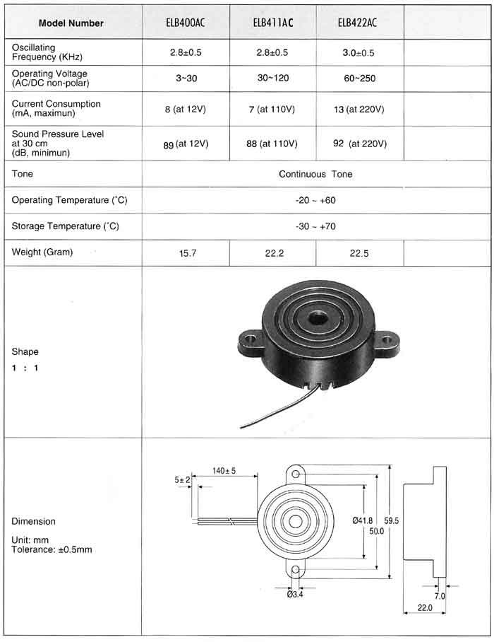 Elproma Electronica Buzzers, Piezo Buzzers Flange Mounting Type, Zoemers and Speakers