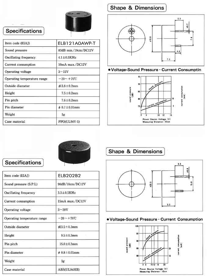 Elproma Electronica Buzzers, Piezo Buzzers Ultra-Miniature Piezoceramic Buzzer (resin-sealed)