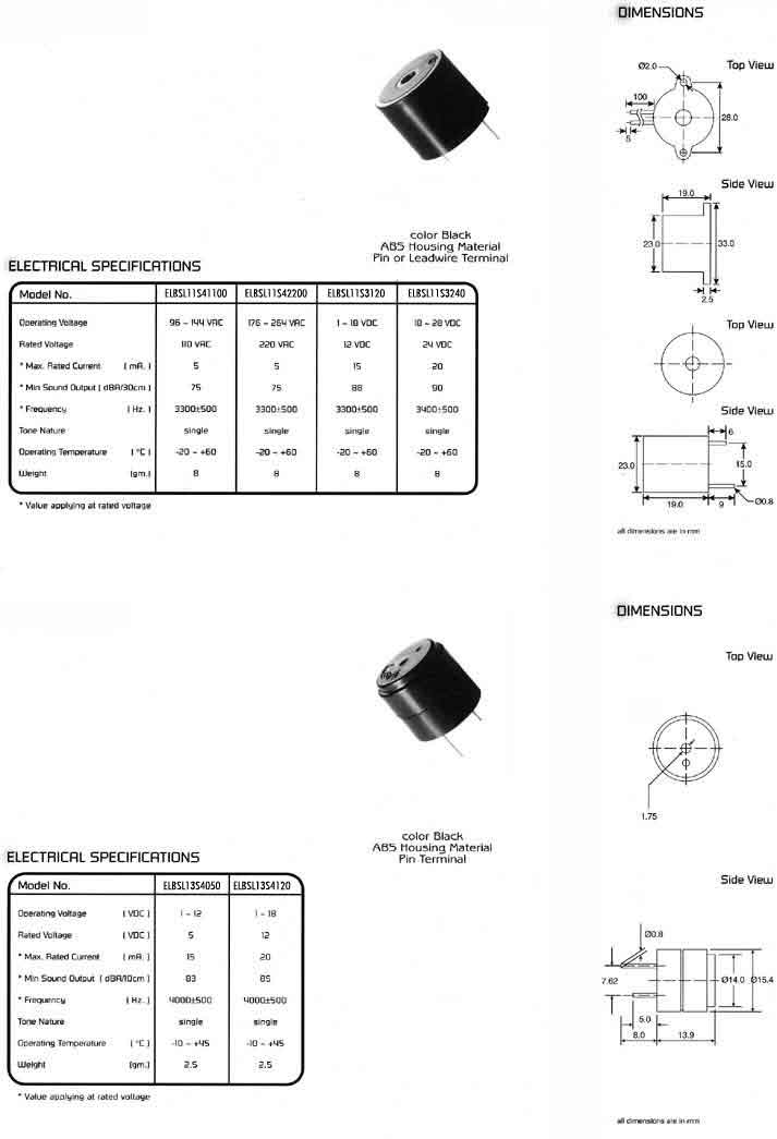 Elproma Electronica Buzzers, Piezo Buzzers PC Board Mounting Type