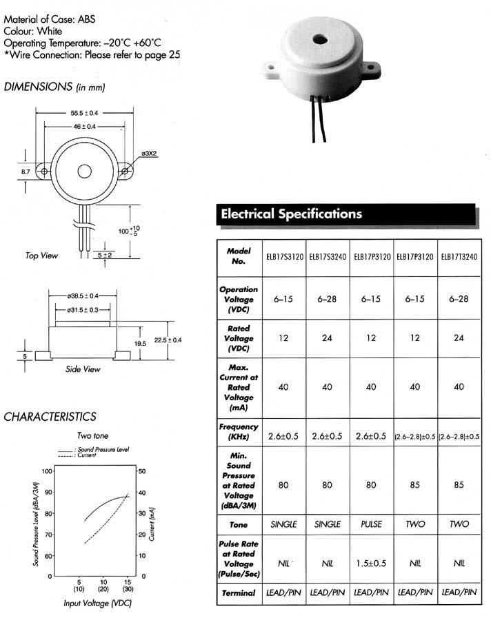 Elproma Electronics Buzzers, Piezo Buzzers Flange Mounting Type