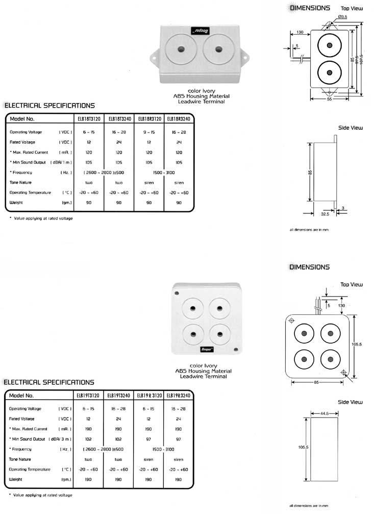 Elproma Electronics Buzzers, Piezo Buzzers Flange Mounting Type