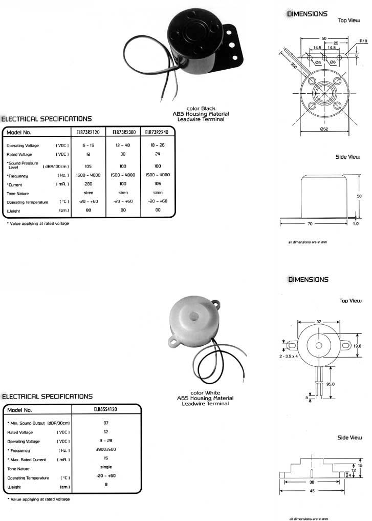 Elproma Electronics Buzzers, Piezo Buzzers Siren Type