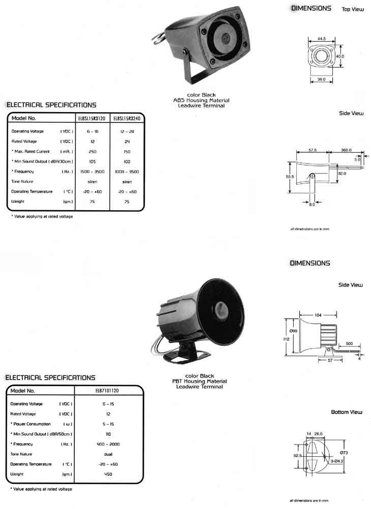 Elproma Electronics Buzzers, Piezo Buzzers Siren Type