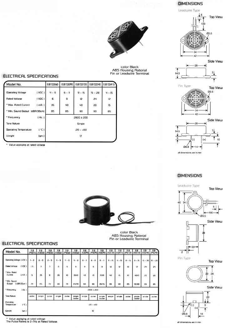 Elproma Electronics Buzzers, Piezo Buzzers Flange Mounting Type