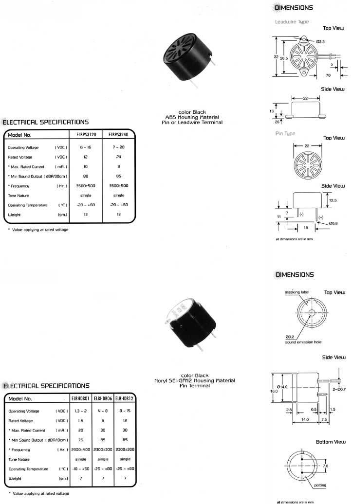 Elproma Electronics Buzzers, Piezo Buzzers PC Board Mounting Type