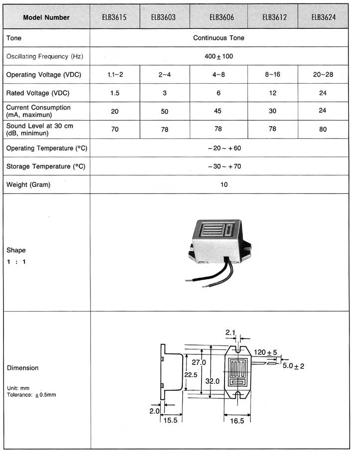 Elproma Electronics Buzzers, Magnetic Buzzers