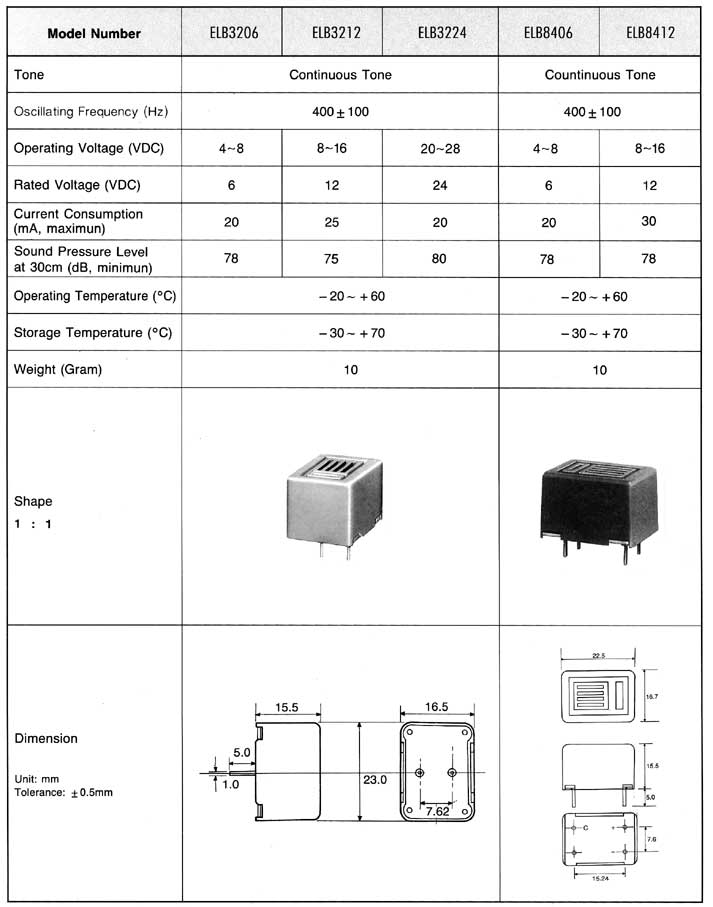 Elproma Electronics Buzzers, Magnetic Buzzers