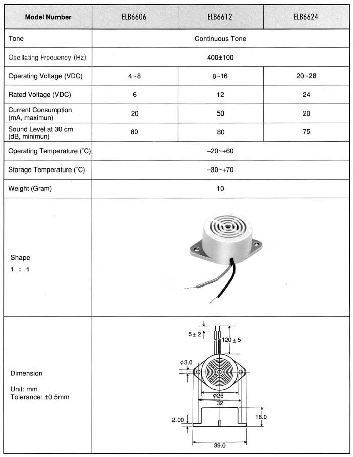 Elproma Electronics Buzzers, Magnetic Buzzers