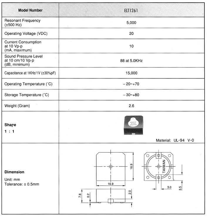 Elproma Electronics Buzzers, Piezo Transducer SMD