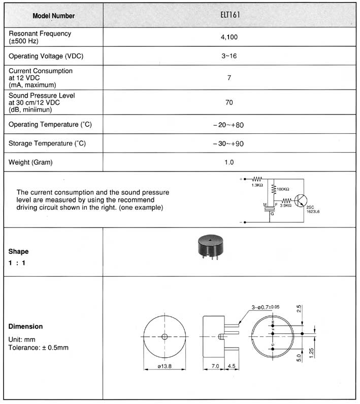 Elproma Electronics Buzzers, Piezo Transducers Self Drive Type