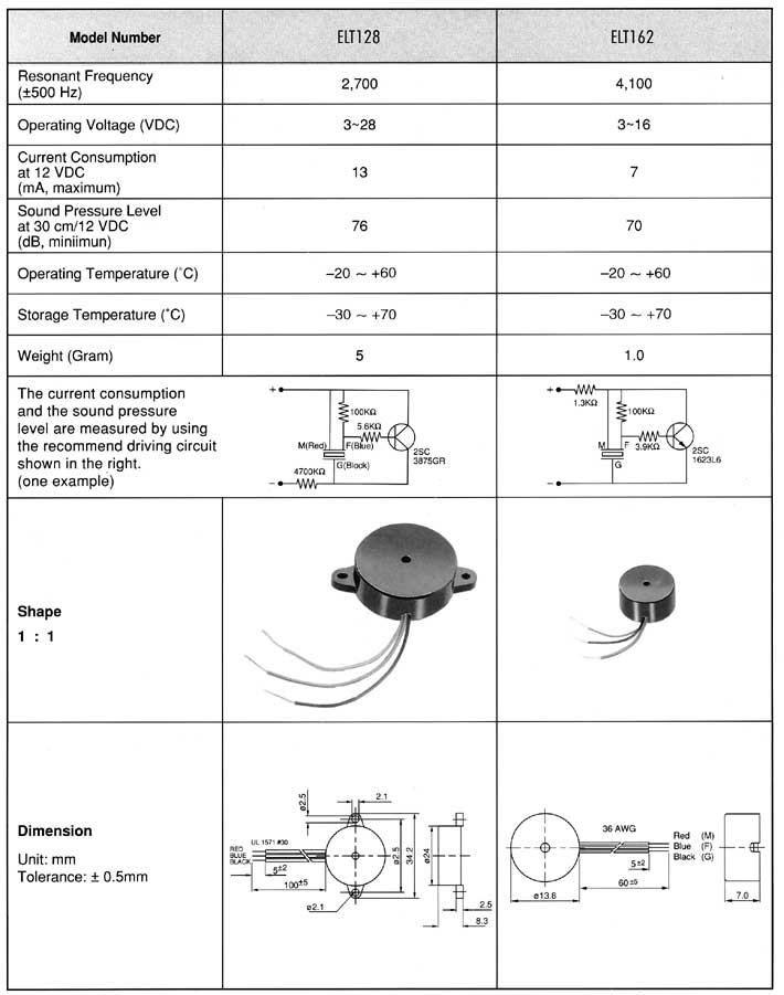 Elproma Electronics Buzzers, Piezo Transducers Self Drive Type