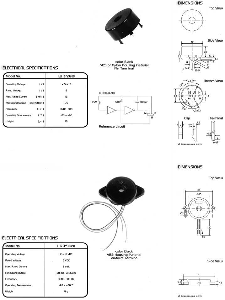 Elproma Electronics Buzzers, Piezo Transducers Self Drive Type