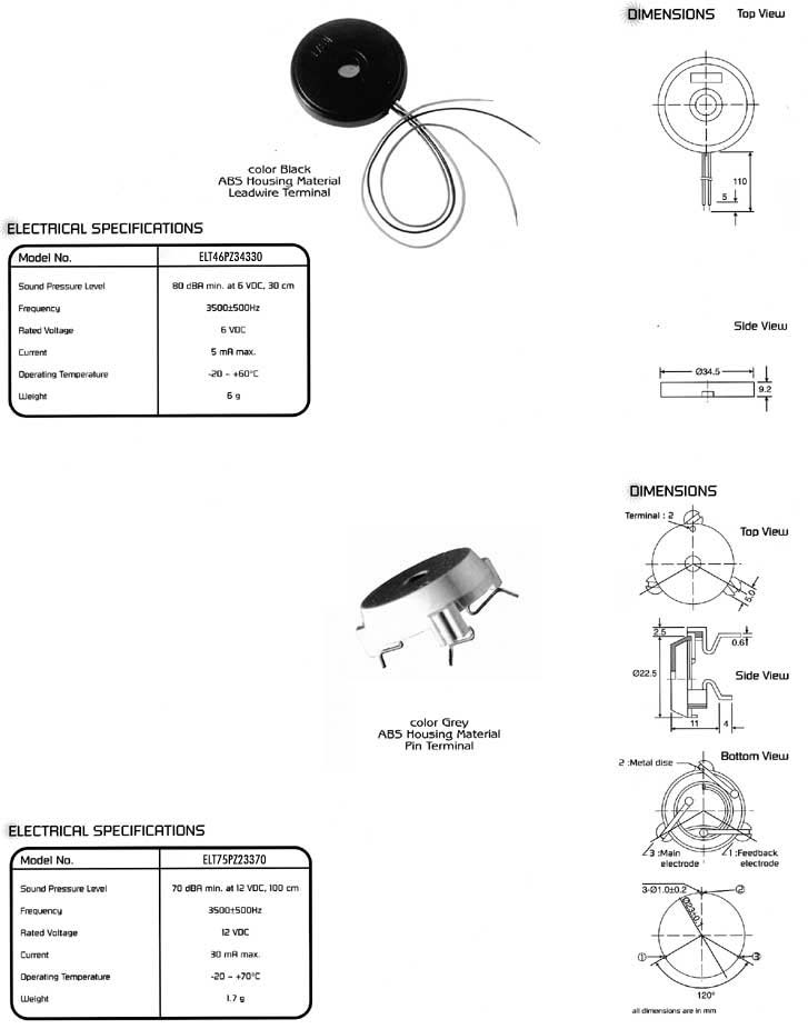 Elproma Electronics Buzzers, Piezo Transducers Self Drive Type