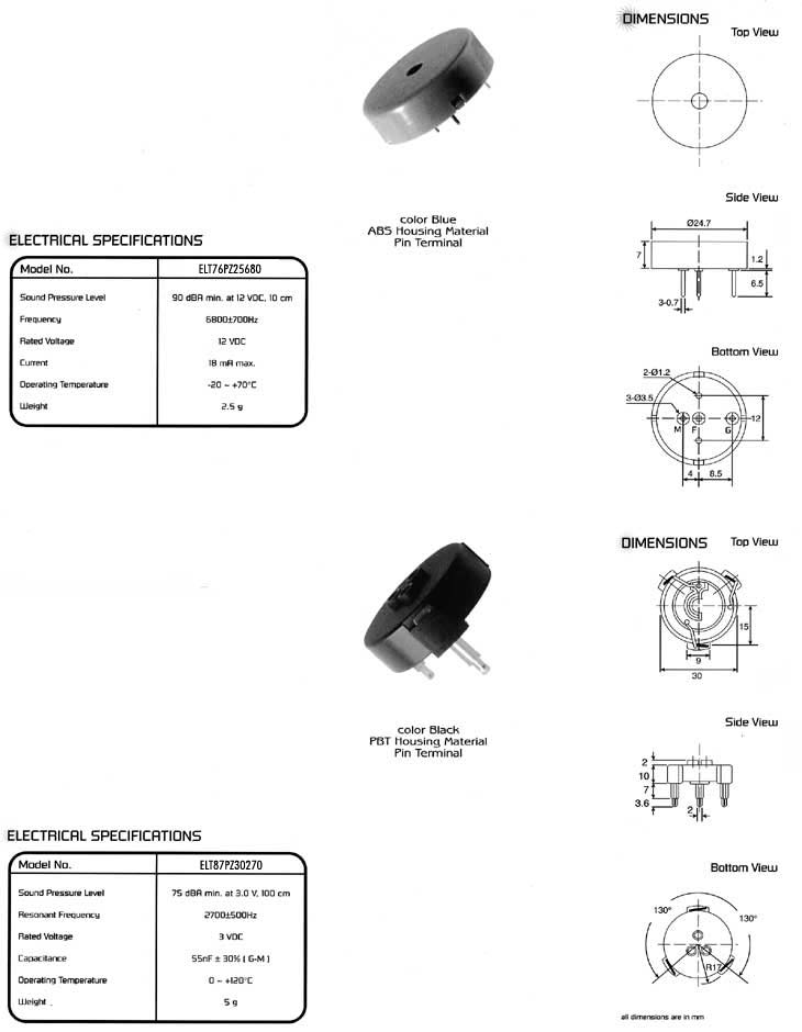 Elproma Electronics Buzzers, Piezo Transducers Self Drive Type