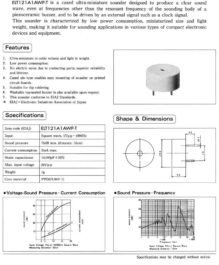 Elproma Electronics Buzzers, Piezo Transducers external drive type