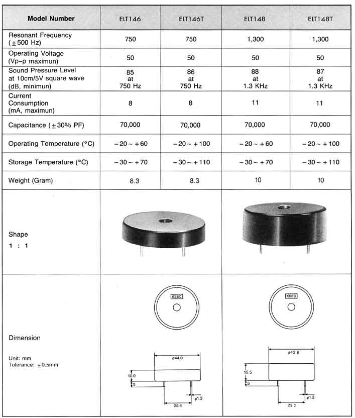 Elproma Electronics Buzzers, Piezo Transducers External Drive Type