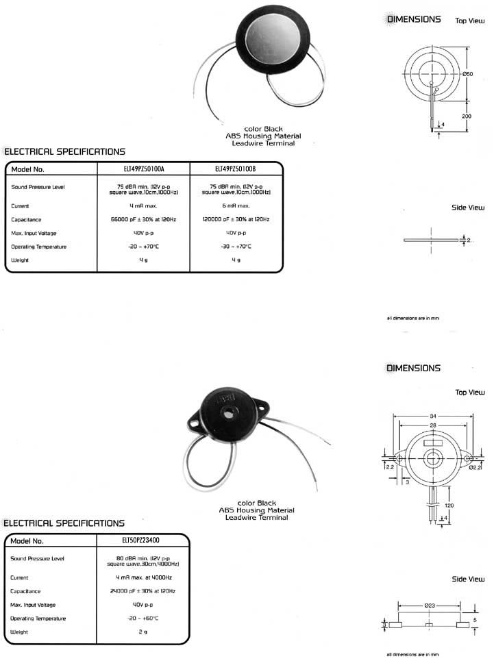 Elproma Electronics Buzzers, Piezo Transducers External Drive Type