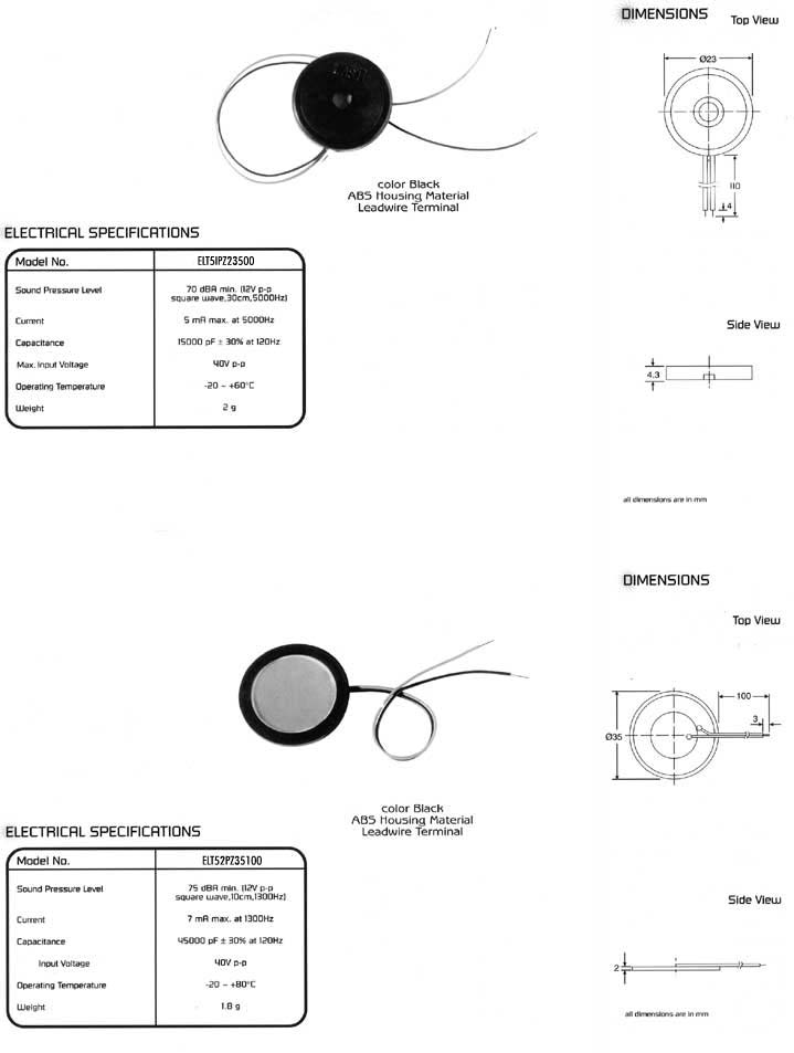 Elproma Electronics Buzzers, Piezo Transducers External Drive Type