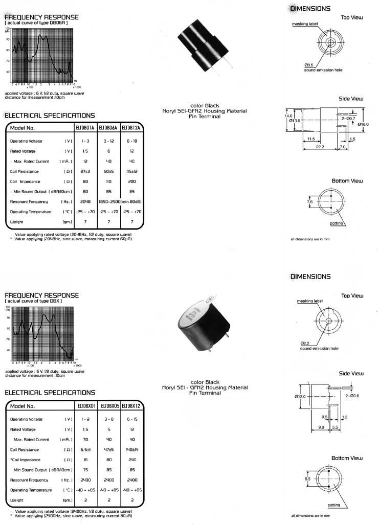 Elproma Electronics Buzzers, Magnetc Transducers External Drive Type