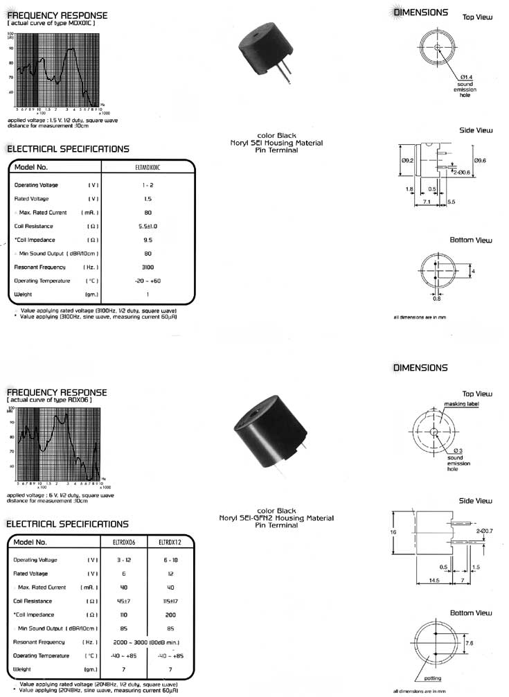 Elproma Electronics Buzzers, Magnetc Transducers External Drive Type